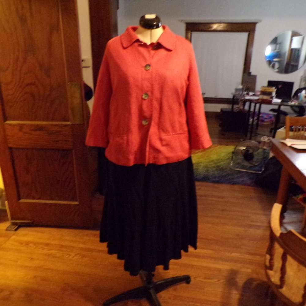 J. Jill coral silk-linen blend lined cool-weather jacket